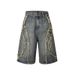 Men's Clothing Fashion Brand Personality Retro Street Men And Women All Match High Street Nostalgic Washed Drape Wave Casual Short Length Jeans_mkmklike.com