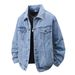 Men's Vintage Denim Jacket – Classic Button-Up Collar Workwear Coat, Stylish & Versatile For Casual & Outdoor Wear_mkmklike.com