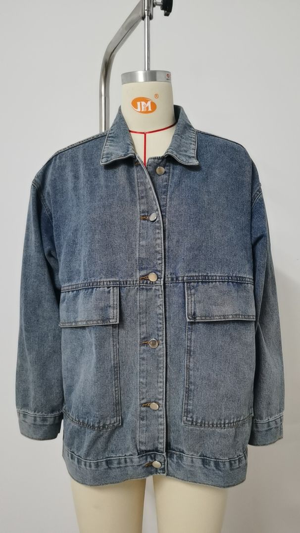 K New Versatile Slimming Retro Classic Loose Denim Casual Jacket Top For Women. No Necklace, Glasses, Or Other Accessories_mkmklike.com