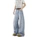 Men's Baggy Distressed Jeans - Vintage Washed High Street Cargo Pants With Ripped Details & Wide Leg (Light Blue, Retro Blue)_mkmklike.com