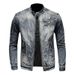 Men's Denim Jacket Casual Vintage Stand Collar Zip-up Jacket Riding Motorcycle Gear Trendy_mkmklike.com