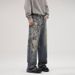 Men's Trendy Loose Wide Leg Straight Leg Jeans Digital Cut Print New AC Pants Clothing Wear Archer0603_mkmklike.com