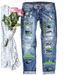 Women’s Clothing fashion women's mid waist straight jeans women's clothing ripped fashion printed jeans women_mkmklike.com