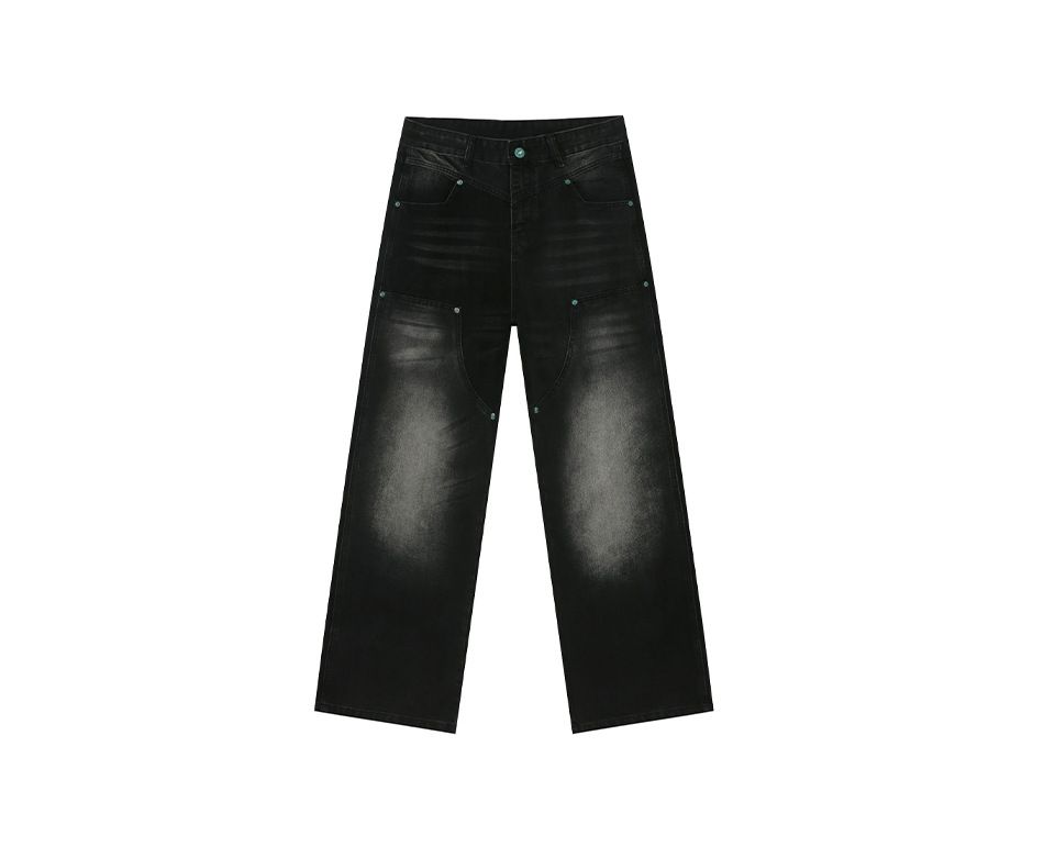 EF JEANS | 2025 Spring New American Retro Washed Wide Leg Straight Men's And Women's Loose Jeans_mkmklike.com