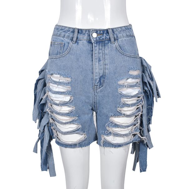 Women's Clothing Hot Girl Summer New Women's High Waist Ripped Washed Personality Hole Tassel Short Hot Pants_mkmklike.com