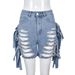 Women's Clothing Hot Girl Summer New Women's High Waist Ripped Washed Personality Hole Tassel Short Hot Pants_mkmklike.com