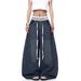 American West Coast Style Design Patchwork Fake Two-Piece Jeans For Men And Women High Waist Loose Wide-Leg Scimitar_mkmklike.com