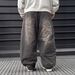 Distressed Denim Pants For Men - Vintage Washed Black, Relaxed Straight Fit, Zip Fly & Raw Hem For Urban Streetwear_mkmklike.com