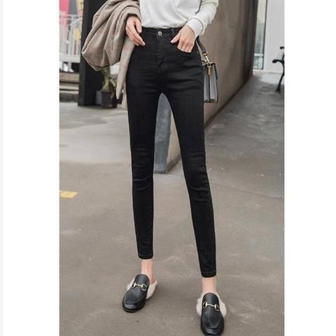 Foreign Trade Cross-border Autumn And Winter Fleece-lined Women's Jeans, High-waisted, Stretchy, Slim-fit, Korean-style_mkmklike.com