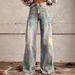 Women's Thin Anti-Denim Wide Leg Pants 3D Trendy Bell Bottom for Autumn Winter Hot Selling One Piece Casual Denim_mkmklike.com