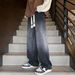 Men's Straight Leg Jeans Midweight mid Waist Black Trousers Slight Stretch American High Street Style Loose Fit for Spring/Autumn/Summer_mkmklike.com