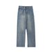 Men's Floral Jacquard Jeans - Retro Loose Fit Straight Leg Trousers With Dropped Crotch For Casual Streetwear (Black/Blue, S-XXXL)_mkmklike.com