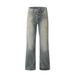 Washed Denim Long Men's American Style Loose Casual Distressed Straight Pocket Design Wide Leg Floor-Length Pants Street_mkmklike.com