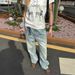 Retro Washed Distressed Straight Leg Jeans Street Style Loose Wide Leg Casual Trousers for Men And Women Floor Length Ripped_mkmklike.com