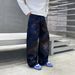 Men's Clothing High Street Unisex Wide Leg Loose Straight Rhinestone Graffiti Jeans Heavy Duty Firework Shiny Gray Streetwear Brand_mkmklike.com