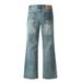 American Style Vintage Washed Flared Jeans For Men, Trendy Brand High Street Versatile Hip-Hop Tie-Dye Distressed_mkmklike.com