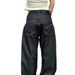 Unisex High Street Style American Retro Washed Raw Denim Black Irregular Button Jeans Straight Leg Loose Fit Trendy_mkmklike.com
