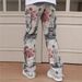 Pulse 2025 New European And American Style Animal Digital Print Men Slim Fit Floral Fashion Straight Casual Denim Long Pants_mkmklike.com
