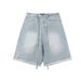 Men's Clothing High Street Retro Washed Raw Edge Denim Shorts Personality Hot Diamond Shorts Wide Leg_mkmklike.com
