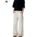 Men's Clothing Vintage American Style Linen White Straight Leg Jeans For Men & Women - Slim Fit, Comfortable & Breathable Cotton Denim Pants_mkmklike.com