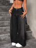 Women's Clothing Retro Wide Leg Jeans Loose Straight Leg Trousers Unique Street Style Washed Effect Floor Length Spring/Autumn Fashion_mkmklike.com