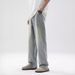 Men's Vintage Washed Light Blue Jeans – Classic Straight Leg Denim Pants For Cleanfit & Streetwear_mkmklike.com