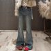 Plus Size Vintage Flare Jeans For Women – Stretchy High-Waisted Rhinestone Embellished Bootcut Denim Pants (Blue, S-3XL)_mkmklike.com