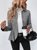 women's lapel jacquard ruffle slim double breasted temperament office blazer for women_mkmklike.com