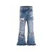 Men's Clothing High Street Ripped Washed Design Flared Jeans American Street Style Tall Straight Cleanfit Trousers_mkmklike.com