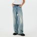 Men's Clothing 2025 Washed Blue And White Gradient Contrast Jeans Loose Casual Straight Floor Length Mid Waist Men's And Women's Trousers_mkmklike.com