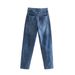 Women's spring new loose version of denim trousers high waisted loose casual jeans_mkmklike.com