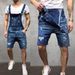 Pure New And American Style Denim Overalls With Ripped Holes Slim Fit Shorts Cross-Border Exclusive For European Men's Work_mkmklike.com