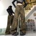 American Retro Leopard Print Jeans For Women Men, Summer Trendy Niche Wide-leg Pants, Loose Drapey, Casual And Slimming_mkmklike.com