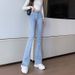 Light Blue Flared Jeans For Women, 2025 Autumn New High-waisted Stretch Slimming Bell-bottom Pants_mkmklike.com