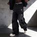 Men's Classic Black Distressed Denim Jeans – Relaxed Straight-Leg Vintage Wash With Faux Rips (Streetwear Baggy Fit, Non-Stretch Cotton)_mkmklike.com