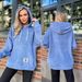Women's flannel loose hooded long-sleeved pullover plush sweatshirt_mkmklike.com