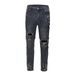 Men's Distressed Denim Jeans - Slim Fit High Street Ripped Washed Blue Jeans For Casual Wear Fashionable And Trendy_mkmklike.com