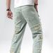 Men's Slim Fit Light Blue Washed Jeans – Straight Leg Distressed Denim Pants With Patch Details For Casual Wear_mkmklike.com