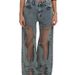 Women's Y2K American Style Retro Straight Leg Jeans Unique Design Cutout Texture Loose Wide Leg Trousers_mkmklike.com