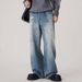 Men's Trendy Splatter Paint Straight Leg Jeans Loose Wide Fit High Street Style Washed Retro Design Long Pants_mkmklike.com
