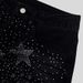 Unisex Black High-Waisted Rhinestone Embellished Denim Shorts - Gothic Style Distressed Jeans Shorts For Women Men_mkmklike.com