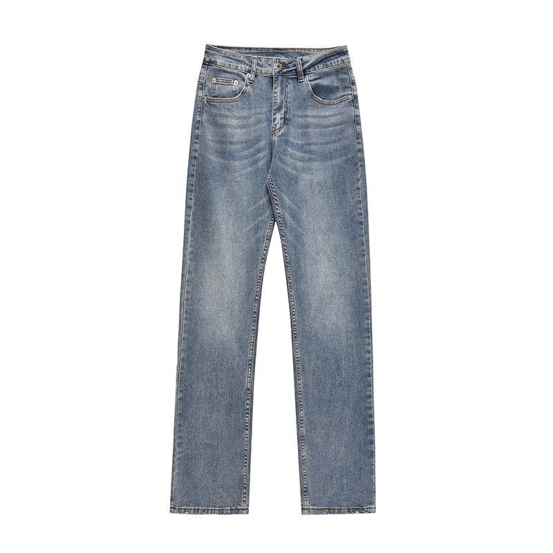 Men's Clothing High Street Washed Black Jeans Straight Slim Fit Flared Retro Distressed Trousers_mkmklike.com