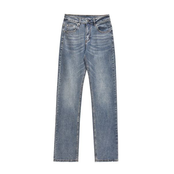 Men's Clothing High Street Washed Black Jeans Straight Slim Fit Flared Retro Distressed Trousers_mkmklike.com