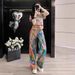 Loose Retro Oil Painting Style Graffiti Wide-leg Jeans For Men, 2025 Summer New Tie-dye High-waisted Slimming Straight_mkmklike.com