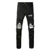 Men's Clothing High Street Ripped Patches Slim Fit Skinny Slim Fit Distressed Jeans - High Street Style Patchwork Skinny Pants For A Stylish Look_mkmklike.com