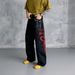 Men's Relaxed Fit Straight Leg Black Denim Jeans With Unique Embroidery - Casual Trousers For Teens & Adults_mkmklike.com