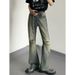 2026 American Retro Heavy Duty Rhinestone Ripped Flare Jeans For Men Niche Design, Straight Leg Casual Pants_mkmklike.com