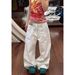 Unisex Punk Style Embroidered Jeans – Oversized Streetwear Denim Pants With Edgy Print (White, S-3XL)_mkmklike.com