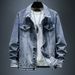 Loom 2022 Men's Early Spring Slim Fit Workwear Jacket Embroidered Denim Top Printed Shirt Trendy Brand European And American_mkmklike.com