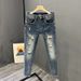 Men's Clothing Men's Trendy Ripped Cropped Jeans Lightweight Stretchy Slim Fit Versatile Spring Style Denim For Formal & Casual_mkmklike.com